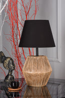 ( Pre Order ) DC Lights Triko Tafellamp -Zwart / Bruin - 50cm x 30cm - Bamboe/Rieten